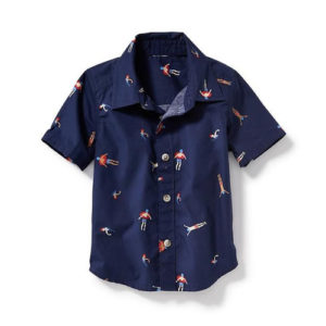 Navy Printed Poplin Shirt for Baby